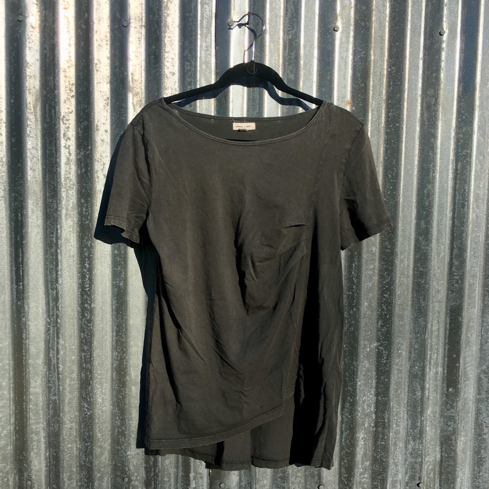 Silence+noise asymmetrical top,sz L, vintage grey
